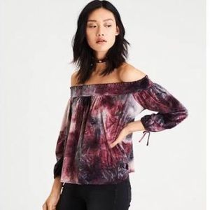 American eagle off the shoulder velvet shirt🔮